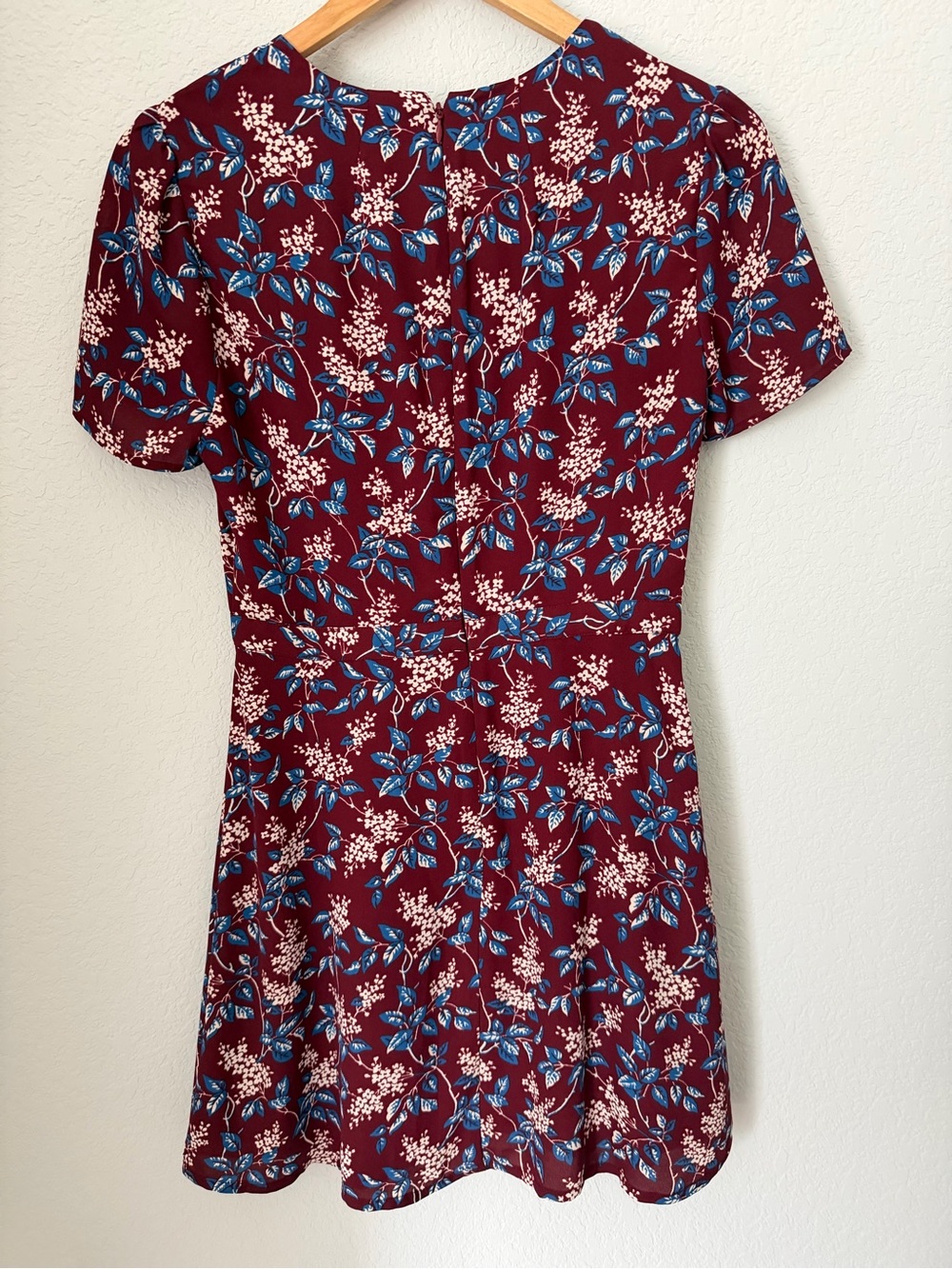 Madewell Burgundy Floral V-Neck Mini Dress size 0 - Picture 10 of 14